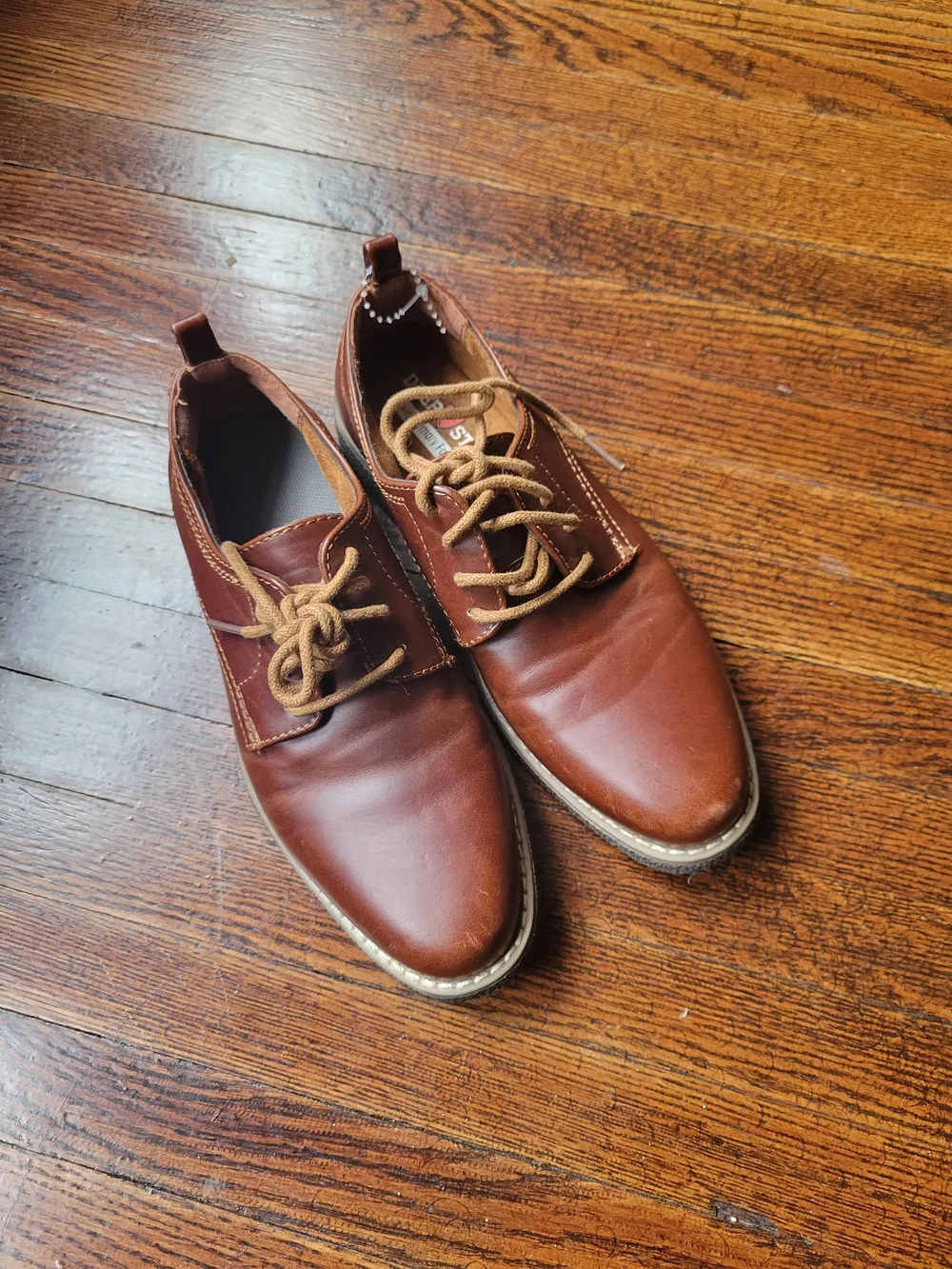 Deer Stags Boys Brown Memory Foam Lace Up Oxford Dress Shoes Classic Size 1.5M
